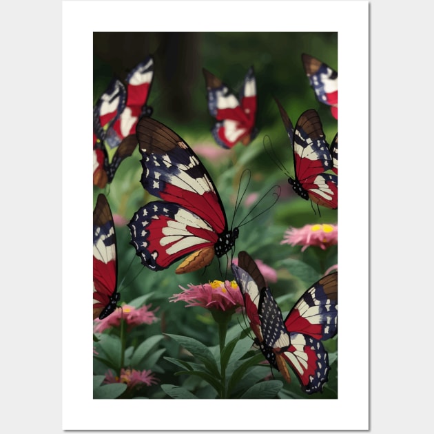 American Butterflies US Flag Beautiful Butterfly Wall Art by Publicfriends